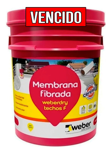 Membrana Líquida Weber Techos Fibrado Teja X 10 Kg. Alto Tr