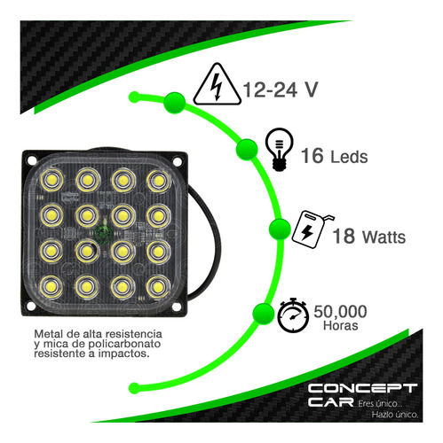 2 Codigo Estrobo Hiper Led Cuadrado Base Metal Universal 12f