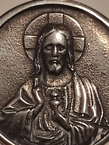 Medalla Sagrado Corazon Jesus Maciza Plata 925 Kendra Joyas