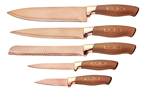Juego de cuchillos Golden Chef Rose Gold de 6 piezas con muñón