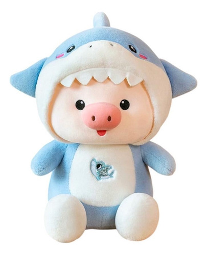Peluche Disfraz Tiburón Cute Cerdito Kuromi Kawaii Cerdito Azul Tiburón