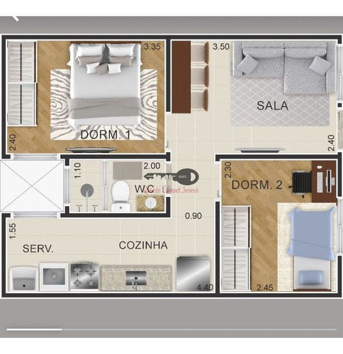 Apartamento 2 Dormitórios - Parque Boturussu - Ermelino - 54799
