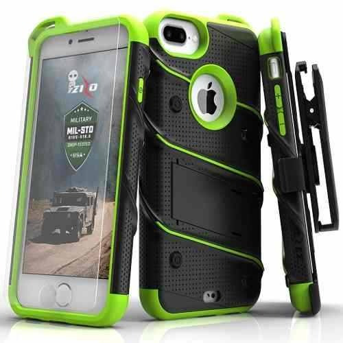 Case Protector iPhone 8 Plus 7+ Con Vidrio T. Extremo Verde