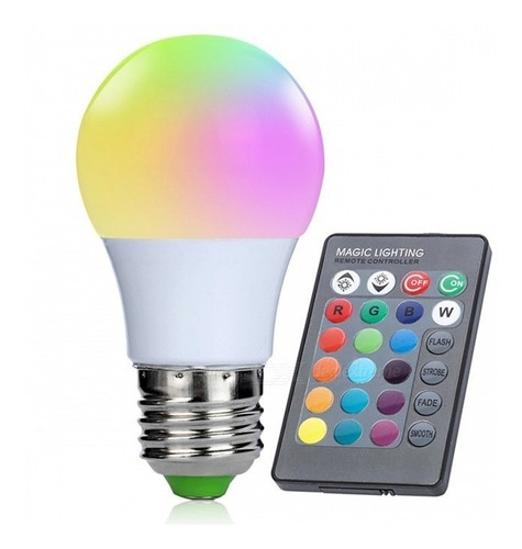 Imagen 7 de 10 de Lampara Led 12w 16 Colores + Blanco Control Remoto Luz Rgbw