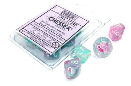 Juego De Dados Chessex D10: Luminaria De Nebulosa - Glicina 