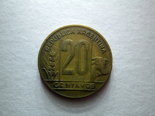 Moneda Argentina 20 Centavos 1947 Peronismo Torito Boedo