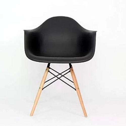 Imagen 6 de 9 de 2 Sillas Sillon Tipo Eams. Vintage. Casco Negro Patas Madera