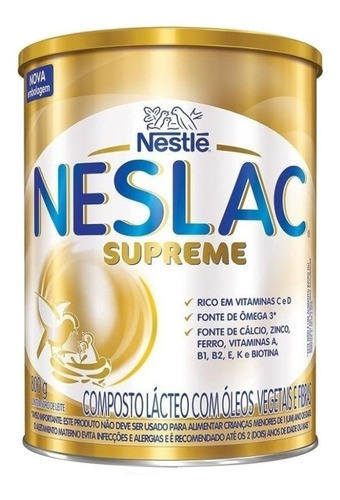 Fórmula infantil em pó sem glúten Nestlé Neslac Supreme en lata de 1 de 800g - 2  a 2 anos