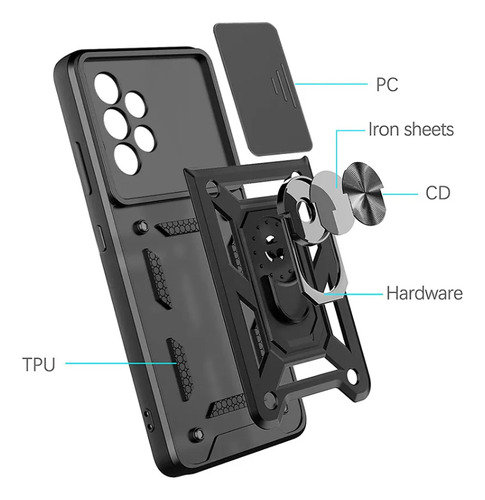 Funda Para Samsung A15 Aniilo Reforzada Stand Para Auto Plateado A15
