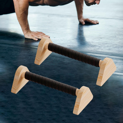 2pcs Push Up Bar Parallettes Barra De Madera Sin