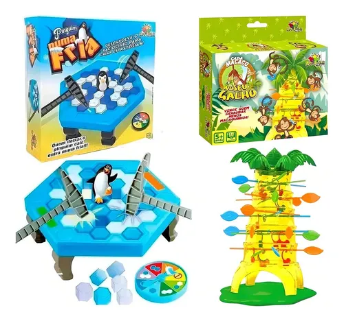 Kit Jogo Pinguim Quebra Gelo + Jogo Pula Macaco No Seu Galho