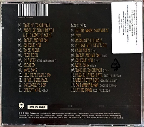 Hozier ( Edicion Especial- 2 Cd's Disco - Importado - Nuevo