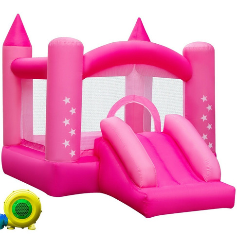 Juego Inflable Castillo Rosa Brincolín Eventos Fiestas Niñas