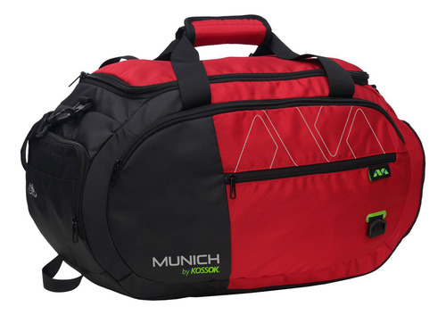 Bolso Deportivo Munich Tijuca Liviano Grande Reforzado Color Rojo/negro