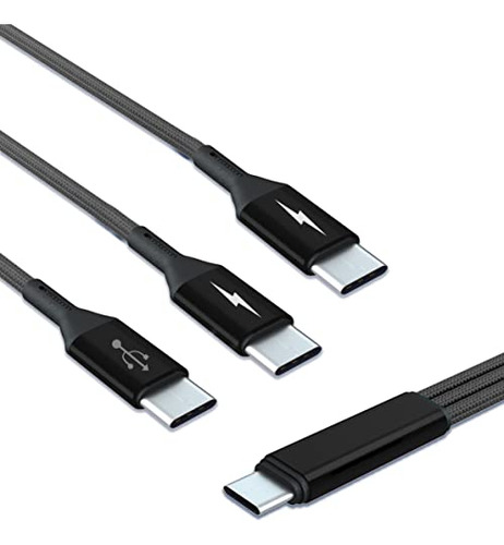 Divisor De Cables Usb C Gelrhone, Usb C Macho A Macho 3 Cana