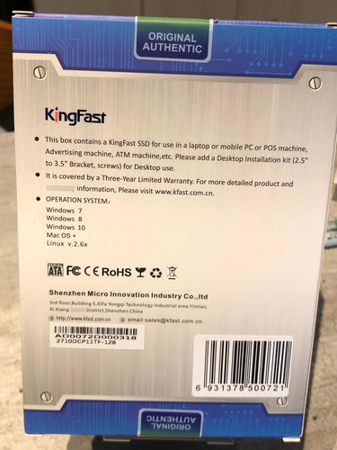 Imagen 2 de 2 de Disco Sólido 128 Gb Kingfast