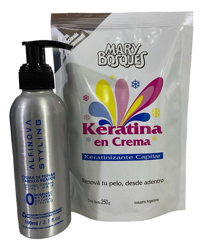 Kit Alfinova Rulo Crema Peinar+keratina Doypack Brillo X250g