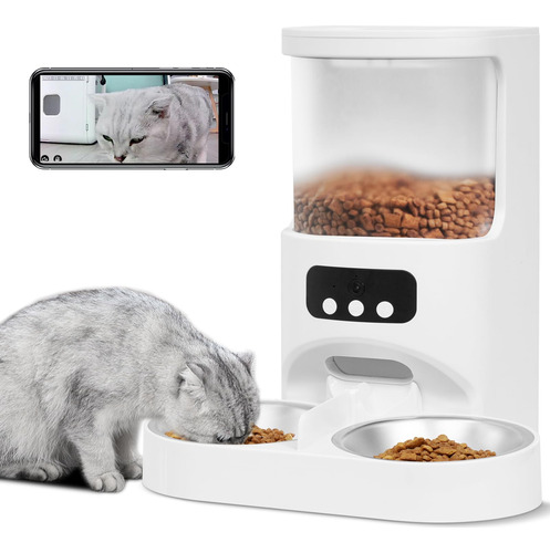 Alimentador Automático Para Gatos Con Cámara Hd Y Wifi