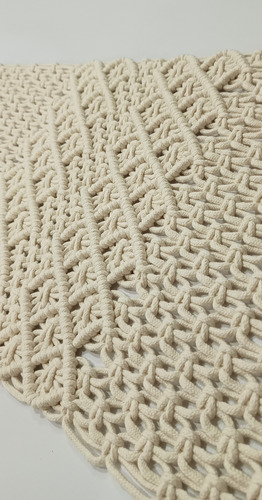 Camino De Mesa Macramé 1 M 35 Cm Geométrico Crema