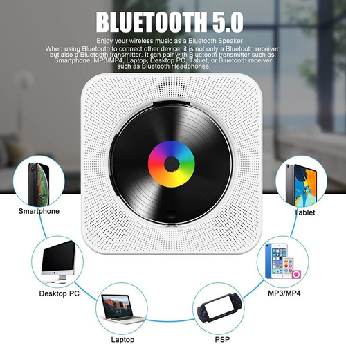 Imagen 3 de 3 de Reproductor De Cd Escritorio, Altavoz, Bluetooth, Aux, Usb