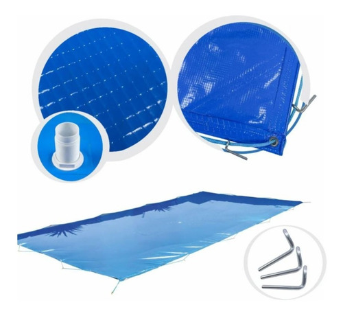 Capa Com Dreno Para Piscina Proteção 7x4m - Incluso