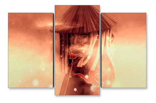 Cuadro Decorativo Moderno Naruto Uchiha Itachi Jd-0245 M Tríptico 90x60 Cm Sin Marco