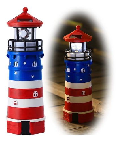 Faro Torre Luz Giratoria Led Decorativa Para Exterior Solar