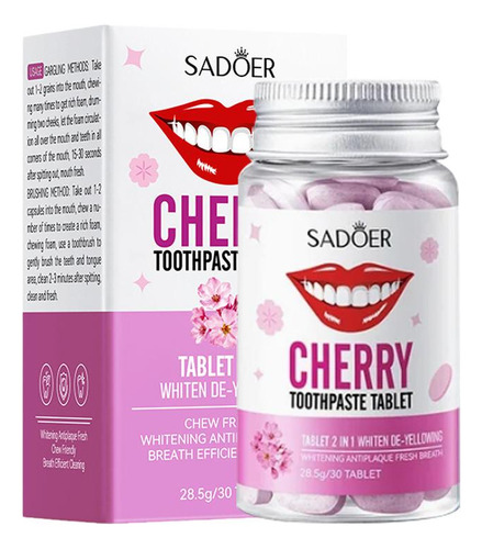30 Tabletas/botella De Pasta De Dientes Sólida Cherry Blosso