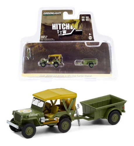 1943 Willys Mb Jeep E Trailer Hitch & Tow 1/64 Greenlight
