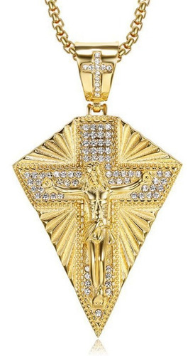 Medalha Crucifixo Santíssimo Banhada Ouro Zircônias Garantia