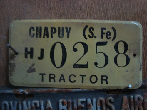 Antigua Patente De Tractor Chapuy Santa Fé 0258 12x6cm