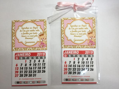 10 Centros De Mesa Mini Bolo E 50 Mini Calendários Imã
