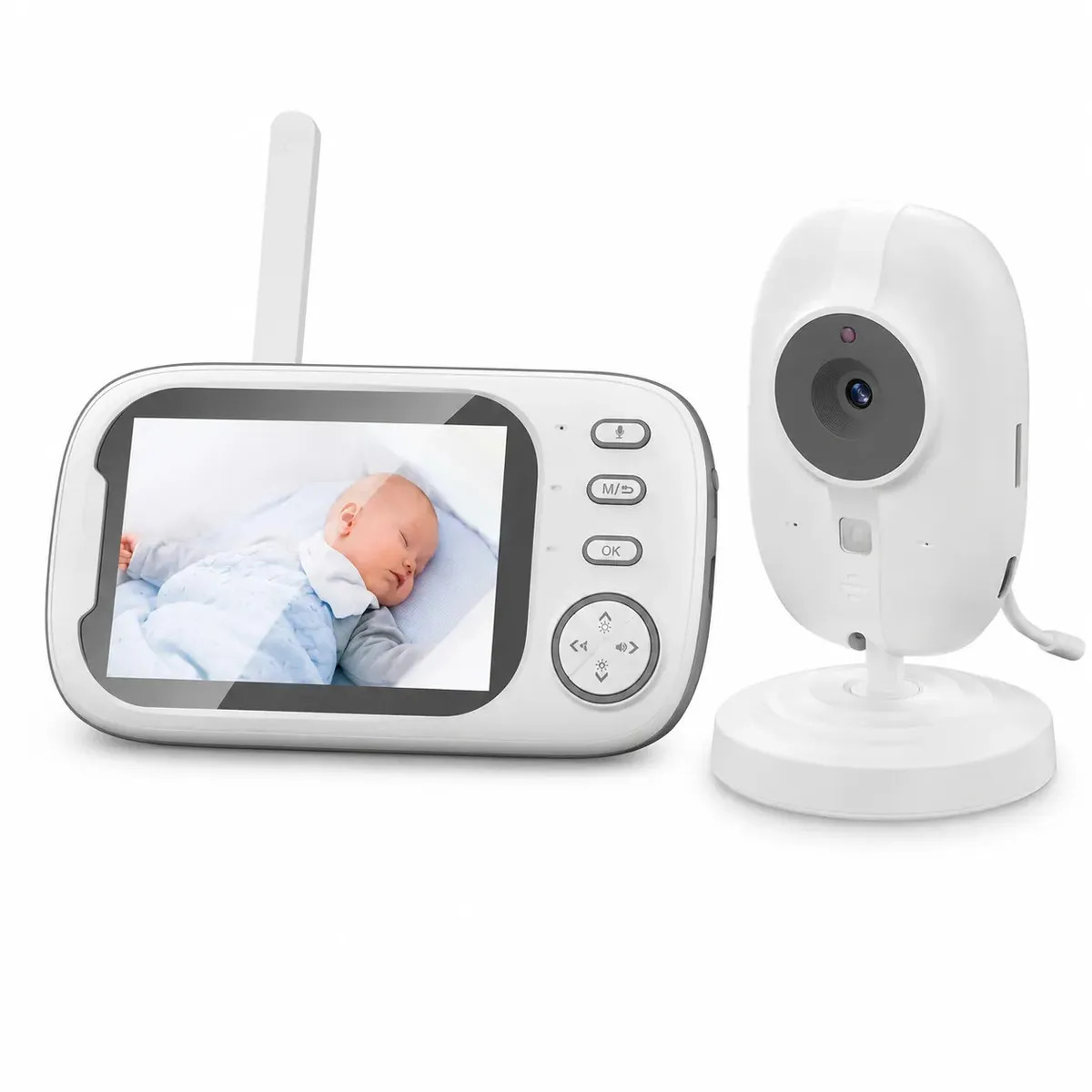 Babá Eletrônica 3,5” Sem Wi-Fi Áudio Bidirecional Visão Noturna Temperatura Detecção de Choro Gravação em Loop 8 Canções de Ninar