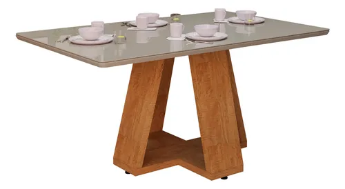 comprar Mesa De Jantar 120x80 Tampo Em Mdf Com Vidro Para Sala E Cozinha Idea Para 4 Cadeiras