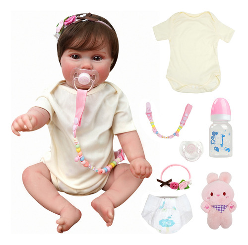 Brastoy Bonecas Bebê Reborn Princesa Pintada Silicone 48cm