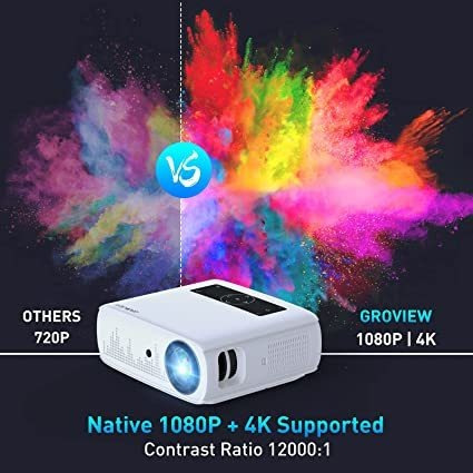 Imagen 3 de 8 de Proyector Groview 15000lux, 1080p, Wifi, Bluetooth 5.0, 4k