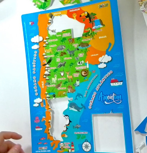 Puzzle Mapa De Argentina De Goma Eva Con Animales. Kreker