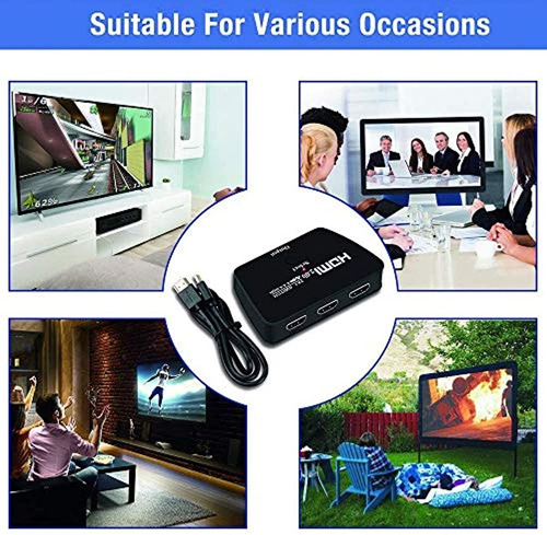 Imagen 6 de 6 de Conmutador Hdmi 4k A 60 Hz, Conmutador Hdmi 3 En 1 Out