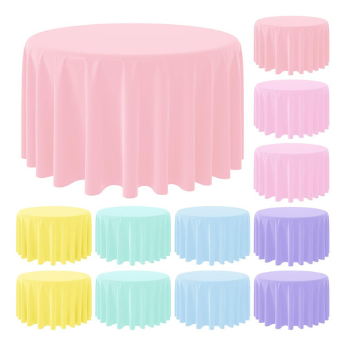 - 12 Manteles Redondos De Plástico De Color Pastel, Ma...