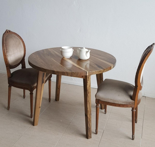 Imagen 4 de 5 de Mesa Redonda De Comedor Madera Dura Maciza 120cm Diámetro