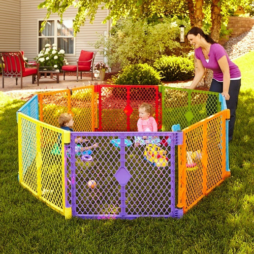 Corral Reja Para Bebe 8 Panel Juego Multicolor