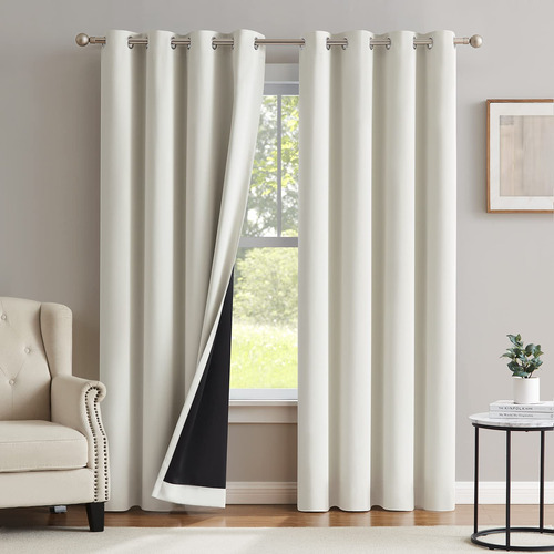 Melodieux Cortinas 100 % Opacas Beige Para Sala De Estar, Co