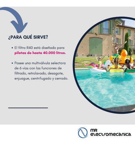 Imagen 2 de 10 de Filtro Pileta Filplas R40 Para Piscina Hasta 40.000 Litros