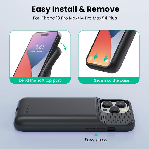 Capa De Carregamento Para iPhone 14 Pro Max/plus, 13 Pro Max