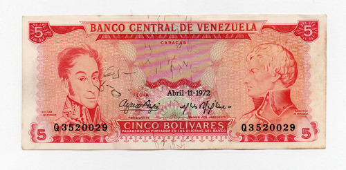 Venezuela 5 Bolivares 1972