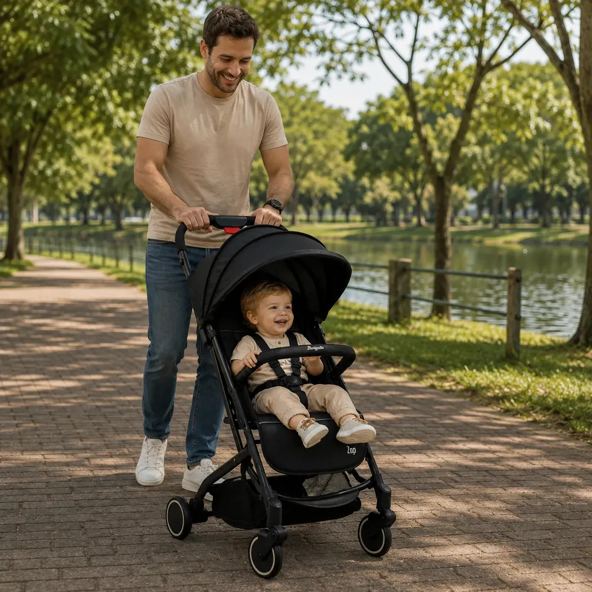 Carrinho de Bebe Passeio Compacto Burigotto Zap Black Carrinho de Bebê 15Kg Reversível