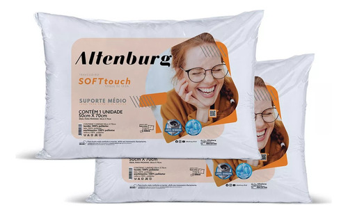 Kit 2 Travesseiros Soft Touch Altenburg 50cm X 70cm