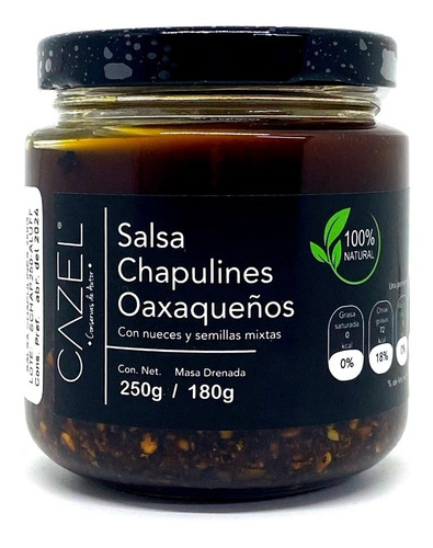 Salsa De Chapulines Oaxaqueños Con Nueces Y Semillas 220g