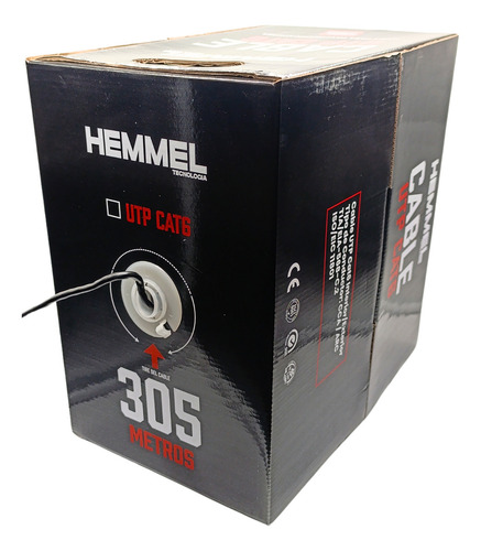 Hemmel Cable Red Utp Cat6 Tu6003 Bobina 305 Metros En Caja 4 Par Negro Cctv Uso Interior Y Exterior