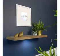 Comprar Estante Pared Flotante Madera Luz Led Para Hogar Habitacion